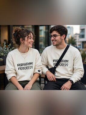Progress not perfection crew neck over sized sweater